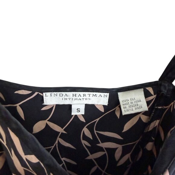 Vintage Linda Hartman Silk Floral Mini Slip Dress Black S Y2K Fairy Grunge - Picture 4 of 6